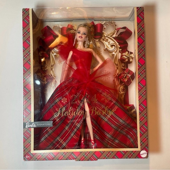 Barbie Signature 2024 Holiday Blonde Doll - Plaid Gown Collector Edition Mattel - Picture 1 of 10